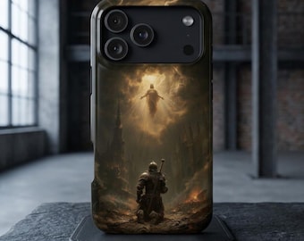 Righteous Knight Kneeling Before Jesus Christ Phone Case • Original Artwork • Heavy Duty Protection • Tech Gift • Lifetime Warranty
