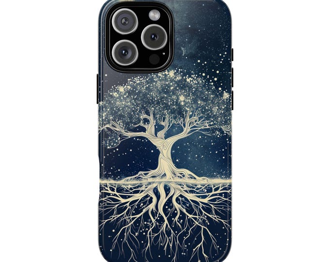 Botanical Celestial Glowing Tree of Life Phone Case: iPhone, Galaxy, Pixel - Lifetime Warranty