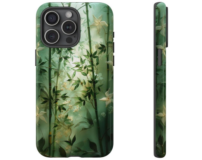 Green Bamboo Jade Stained Glass Phone Case: iPhone, Galaxy, Pixel - Lifetime Warranty