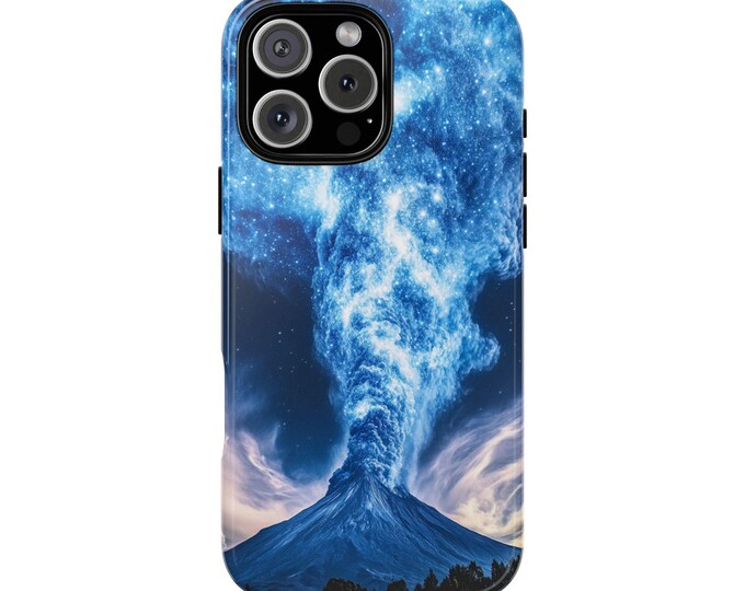 Blue Space Dust Stellar Volcano Phone Case: iPhone, Galaxy, Pixel - Lifetime Warranty