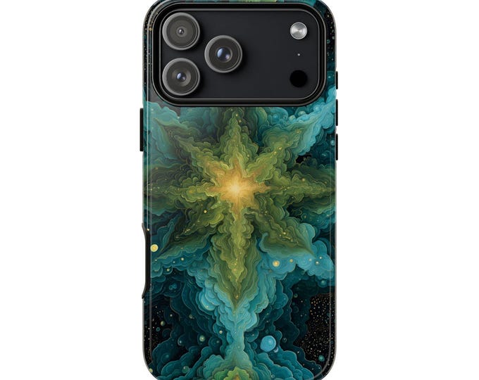 Teal Neon Green Solar Paint Splash Phone Case: iPhone, Galaxy, Pixel - Lifetime Warranty