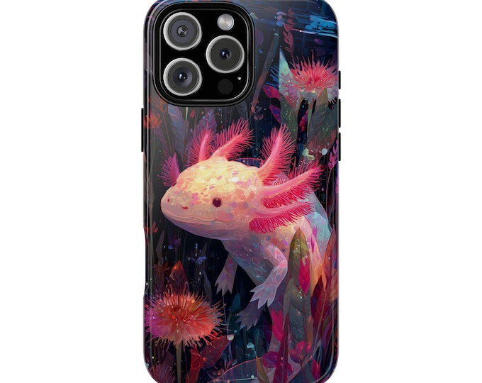 Pink Axolotl Vibrant Flora Coral Depths Phone Case - iPhone 17 Pro Max 16 15 14 13 12 11, Samsung Galaxy S25 Ultra S24 S23 S22, Google Pixel