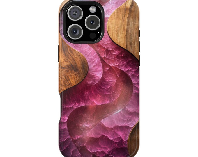 Blossom Rose Crystal Rosy Marble Wood Wave Phone Case: iPhone, Galaxy, Pixel - Lifetime Warranty