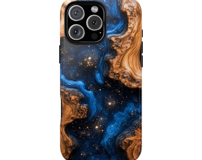 Sapphire Blue Driftwood Midnight Resin Phone Case: iPhone, Galaxy, Pixel - Lifetime Warranty