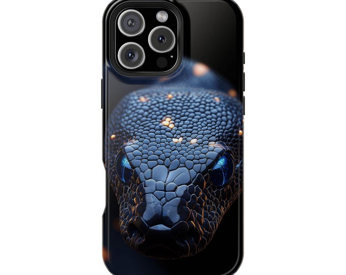 Black Python Snake Blue Eyes Phone Case: iPhone, Galaxy, Pixel - Lifetime Warranty