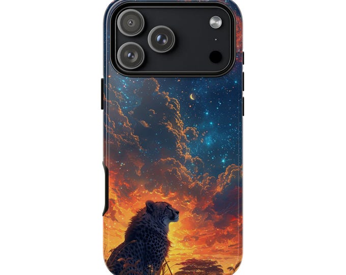 Cheetah Majestic Nebula Sunset Sky Phone Case: iPhone, Galaxy, Pixel - Lifetime Warranty