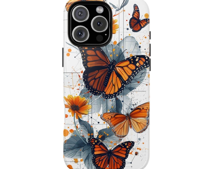 Monarch Butterfly Floral Phone Case: iPhone, Galaxy, Pixel - Lifetime Warranty