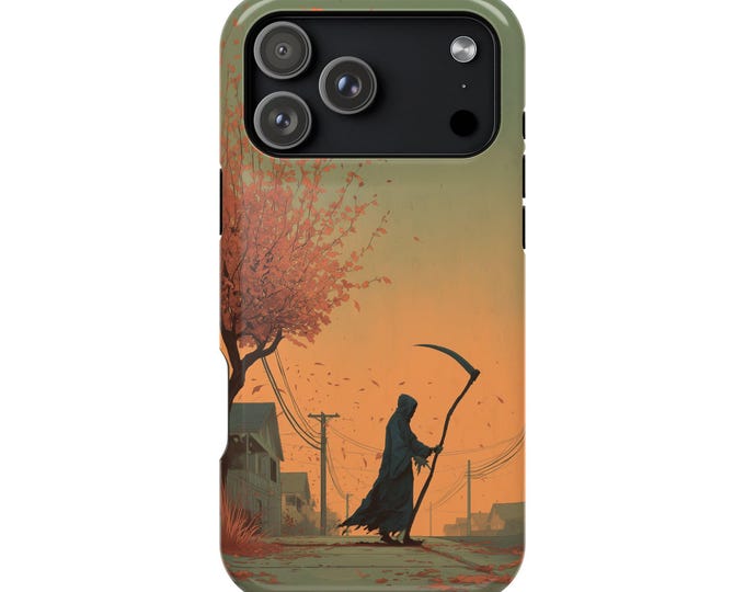 Grim Reaper Death Suburban Street Horror Phone Case for iPhone, Galaxy, Pixel - Lifetime Warranty