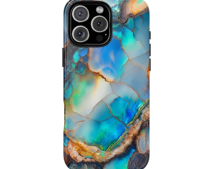 Teal Opal Geode Agate Marble Phone Case: iPhone, Galaxy, Pixel - Lifetime Warranty