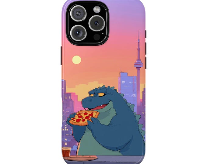 Kaiju Dinosaur Pizza City Phone Case: iPhone, Galaxy, Pixel - Lifetime Warranty