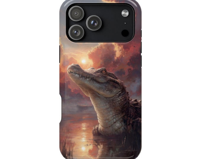 Crocodile Swamp Sunset Phone Case: iPhone, Galaxy, Pixel - Lifetime Warranty