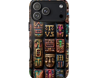 Mesoamerican Neon Glyph Aztec Pattern | Phone Ink Case | Custom Made Cover | Lifetime Warranty