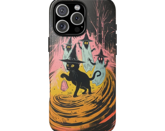 Black Cat Crystal Spooky Ghost Spirits Phone Case: iPhone, Galaxy, Pixel - Lifetime Warranty