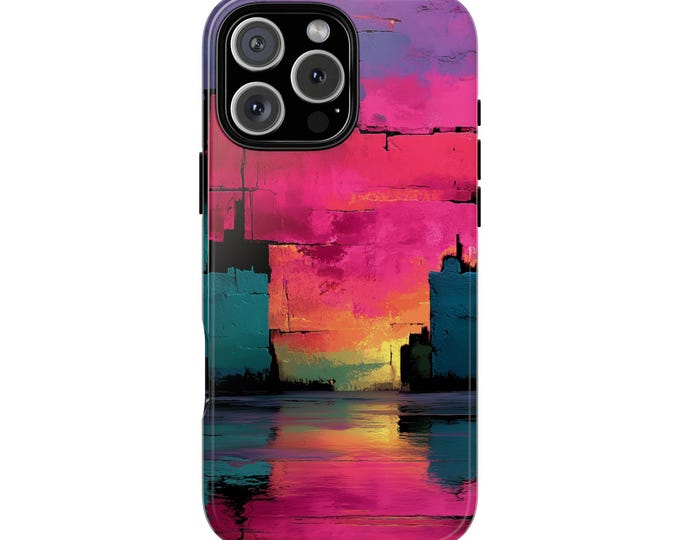 Magenta Pink Radiant Horizon Teal Gradient Phone Case: iPhone, Galaxy, Pixel - Lifetime Warranty
