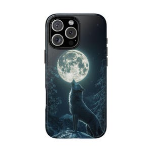 Wolf Howling Full Moon Winter Forest Phone Case for iPhone, Samsung, Pixel