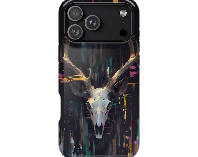 Deer Skull Stag Glitch Static Phone Case: iPhone, Galaxy, Pixel - Lifetime Warranty