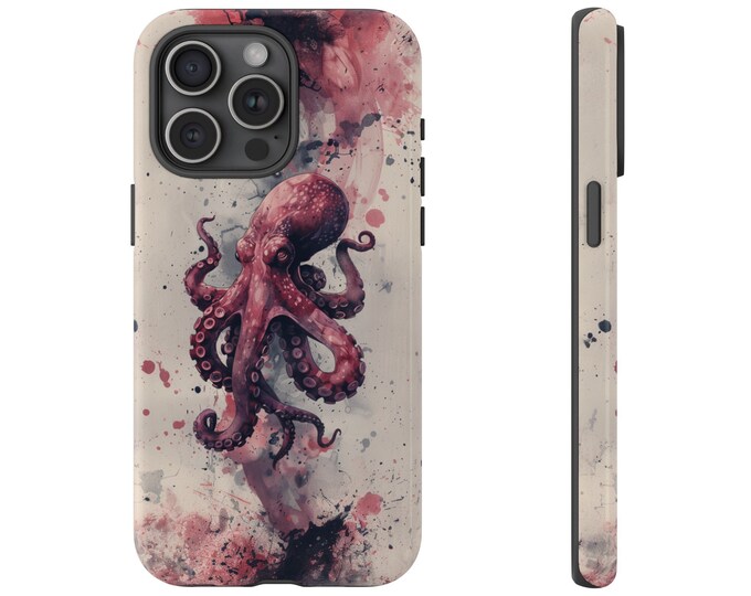 Purple Octopus Cephalopod Abstract Drawing Phone Case: iPhone, Galaxy, Pixel - Lifetime Warranty