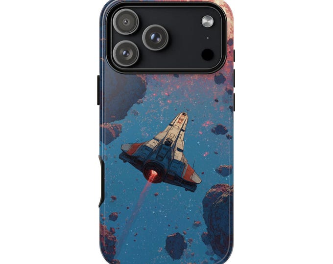 Hyper Spaceship Asteroid Field Travel Phone Case: iPhone, Galaxy, Pixel - Lifetime Warranty