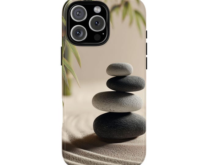 Zen Stones Stacked Sand Garden Phone Case: iPhone, Galaxy, Pixel - Lifetime Warranty