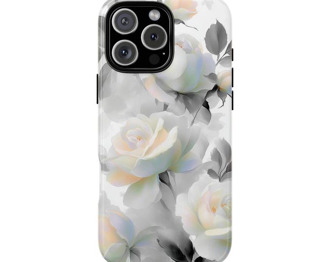 White Roses Floral Pattern Phone Case: iPhone, Galaxy, Pixel - Lifetime Warranty