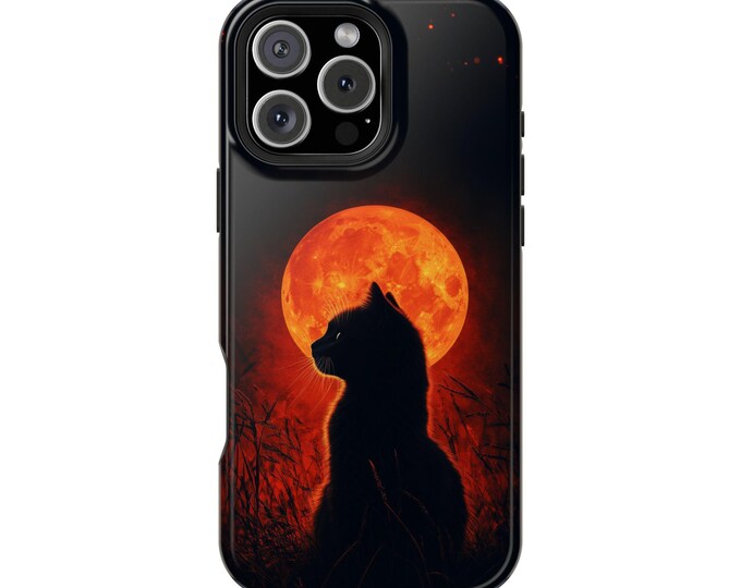 Cat Silhouette Bloodmoon Tranquil Moonlit Meadows Phone Case: iPhone, Galaxy, Pixel - Lifetime Warranty