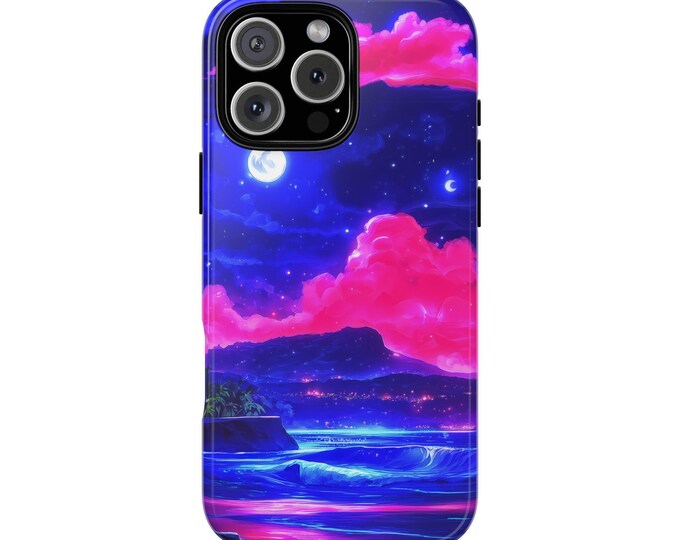 Bright Blue Ocean Night Sky Glow Phone Case: iPhone, Galaxy, Pixel - Lifetime Warranty