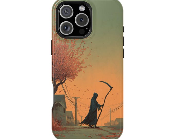 Grim Reaper Death Suburban Street Horror Phone Case: iPhone, Galaxy, Pixel - Lifetime Warranty