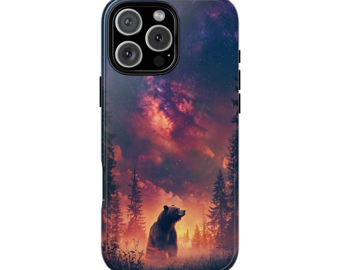 Grizzly Bear Majestic Cosmic Sky Nature Phone Case: iPhone, Galaxy, Pixel - Lifetime Warranty