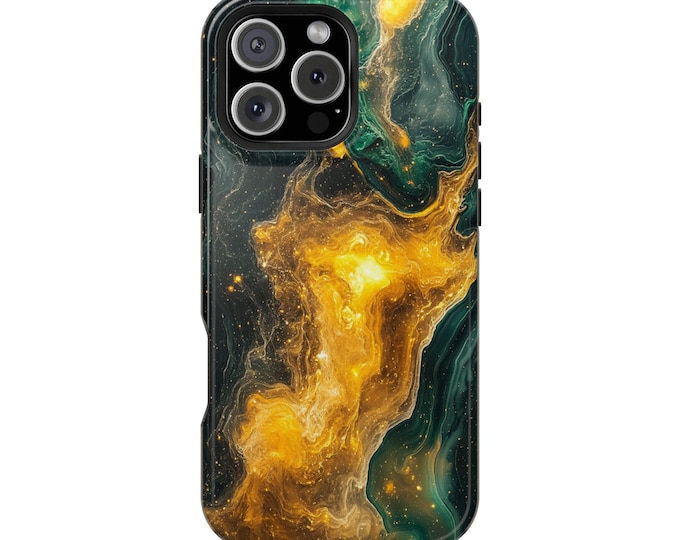 Jade Green Sun Yellow Liquid Pillar Marble Phone Case: iPhone, Galaxy, Pixel - Lifetime Warranty