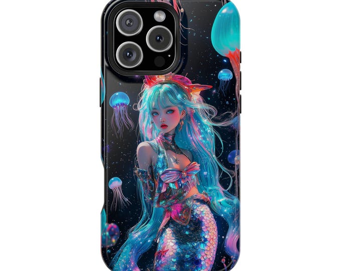 Iridescent Anime Mermaid Teal Jellyfish Phone Case: iPhone, Galaxy, Pixel - Lifetime Warranty