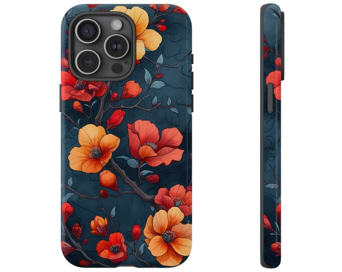 Blooming Floral Tree Flowers Orange Phone Case for iPhone | Samsung Galaxy | Google Pixel