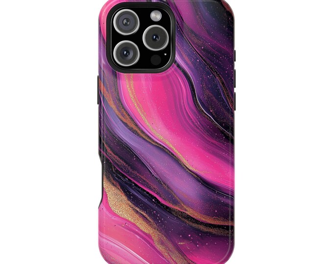 Magenta Pink Dark Purple Liquid Marble Phone Case: iPhone, Galaxy, Pixel - Lifetime Warranty