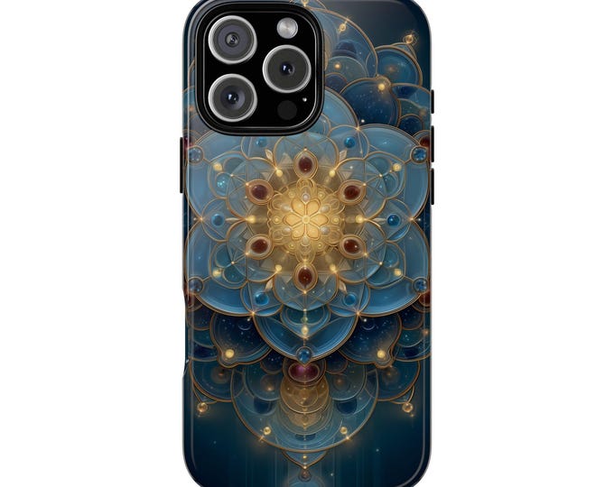 Deep Teal Glass Mandala Pattern Phone Case: iPhone, Galaxy, Pixel - Lifetime Warranty