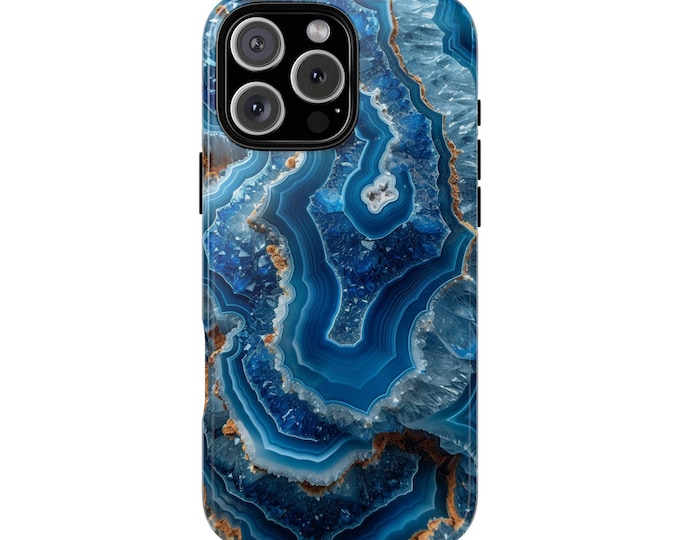 Blue Fluorite Geode Agate Crystal Quartz Phone Case: iPhone, Galaxy, Pixel - Lifetime Warranty