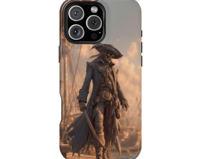 Skeleton Pirate Captain Cutlass Sword Phone Case: iPhone, Galaxy, Pixel - Lifetime Warranty