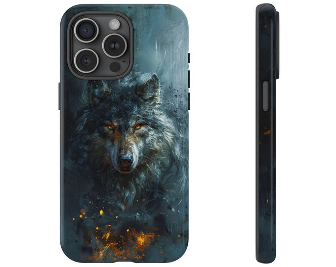 Brushed Painting Gray Wolf Phone Case: iPhone, Galaxy, Pixel - Lifetime Warranty