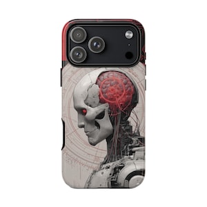 Cyborg Man Brain Digital Circuits Phone Case: iPhone, Galaxy, Pixel - Lifetime Warranty