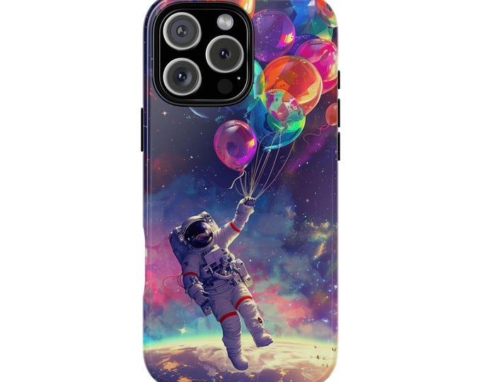 Astronaut Balloons Outer Space Floating Phone Case: iPhone, Galaxy, Pixel - Lifetime Warranty