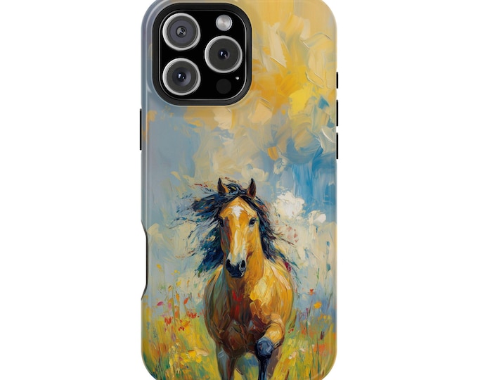 Horse Running Warm Brushed Painting Phone Case: iPhone, Galaxy, Pixel - Lifetime Warranty