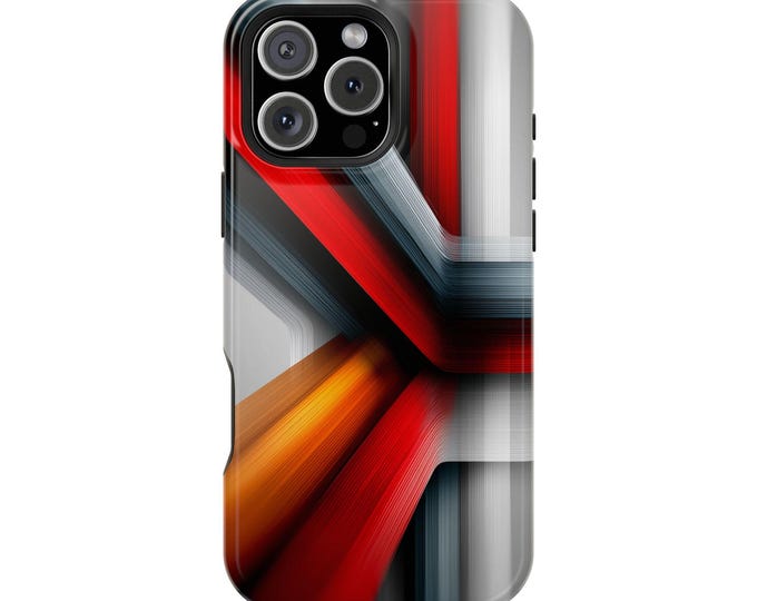 Dynamic Red Gray Light Vector Design Phone Case: iPhone, Galaxy, Pixel - Lifetime Warranty