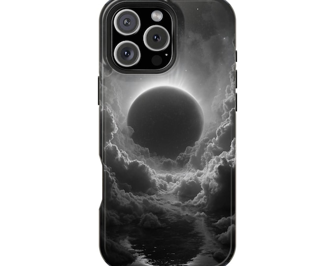 Black Moon Stardust Clouds Lunar Gray Phone Case: iPhone, Galaxy, Pixel - Lifetime Warranty