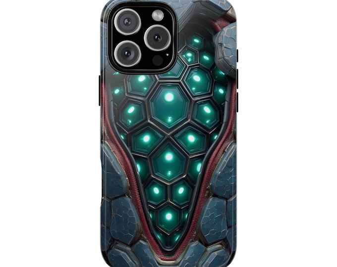 Alien Tech Hex Teal Gray Armor Phone Case: iPhone, Galaxy, Pixel - Lifetime Warranty