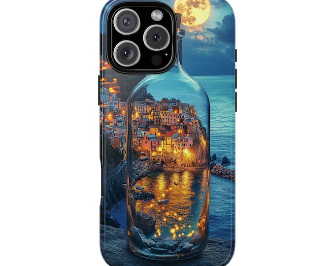 Glass Bottle Sea Cliff Town Refraction Phone Case: iPhone, Galaxy, Pixel - Lifetime Warranty