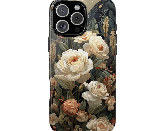 White Vintage Floral Wildflowers Field Phone Case: Tough Cover for iPhone (MagSafe Compatible), Samsung Galaxy, Pixel