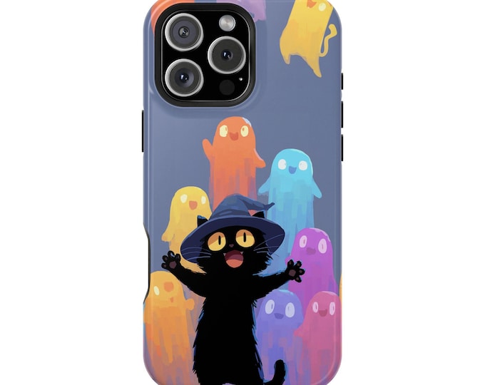 Black Cat Colorful Spirits Phone Case: iPhone, Galaxy, Pixel - Lifetime Warranty