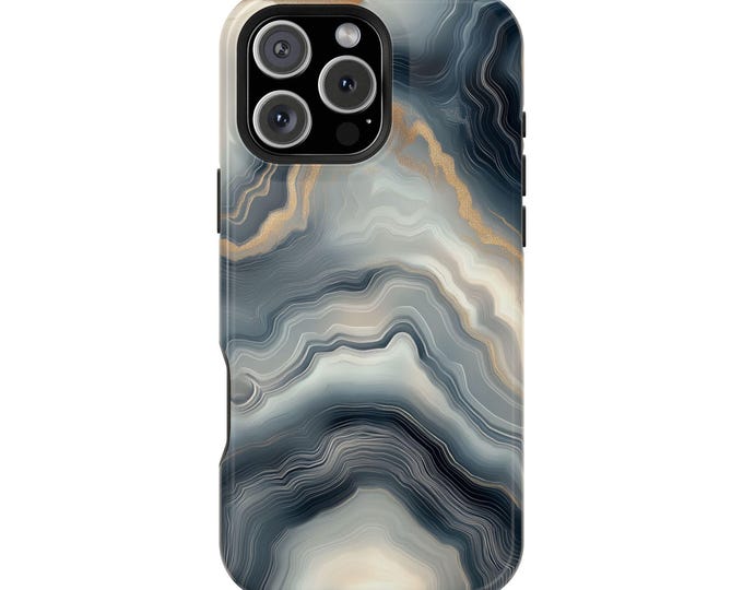 Blue Gray Agate Geode Marble Phone Case: iPhone, Galaxy, Pixel - Lifetime Warranty