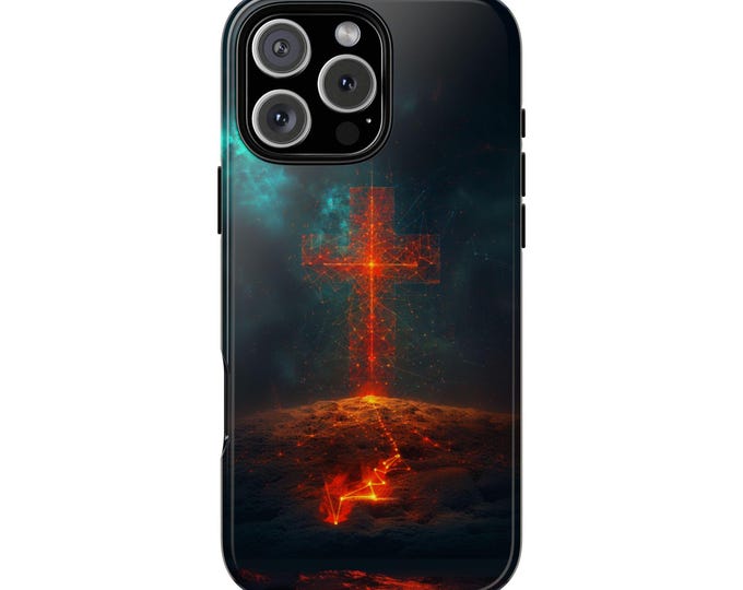 Radiant Orange Christian Cross Phone Case: iPhone, Galaxy, Pixel - Lifetime Warranty