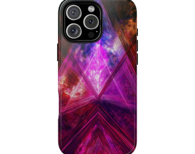 Neon Magenta Radiant Light Fractal Prism Phone Case: iPhone, Galaxy, Pixel - Lifetime Warranty