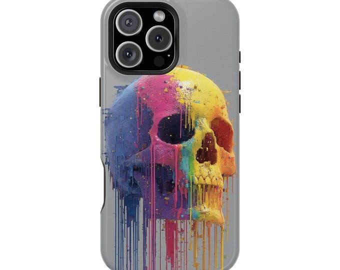 Skull Vibrant Colors Paint Drip Phone Case: iPhone, Galaxy, Pixel - Lifetime Warranty