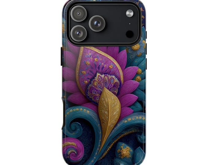Teal Purple Paisley Floral Pattern Phone Case: iPhone, Galaxy, Pixel - Lifetime Warranty
